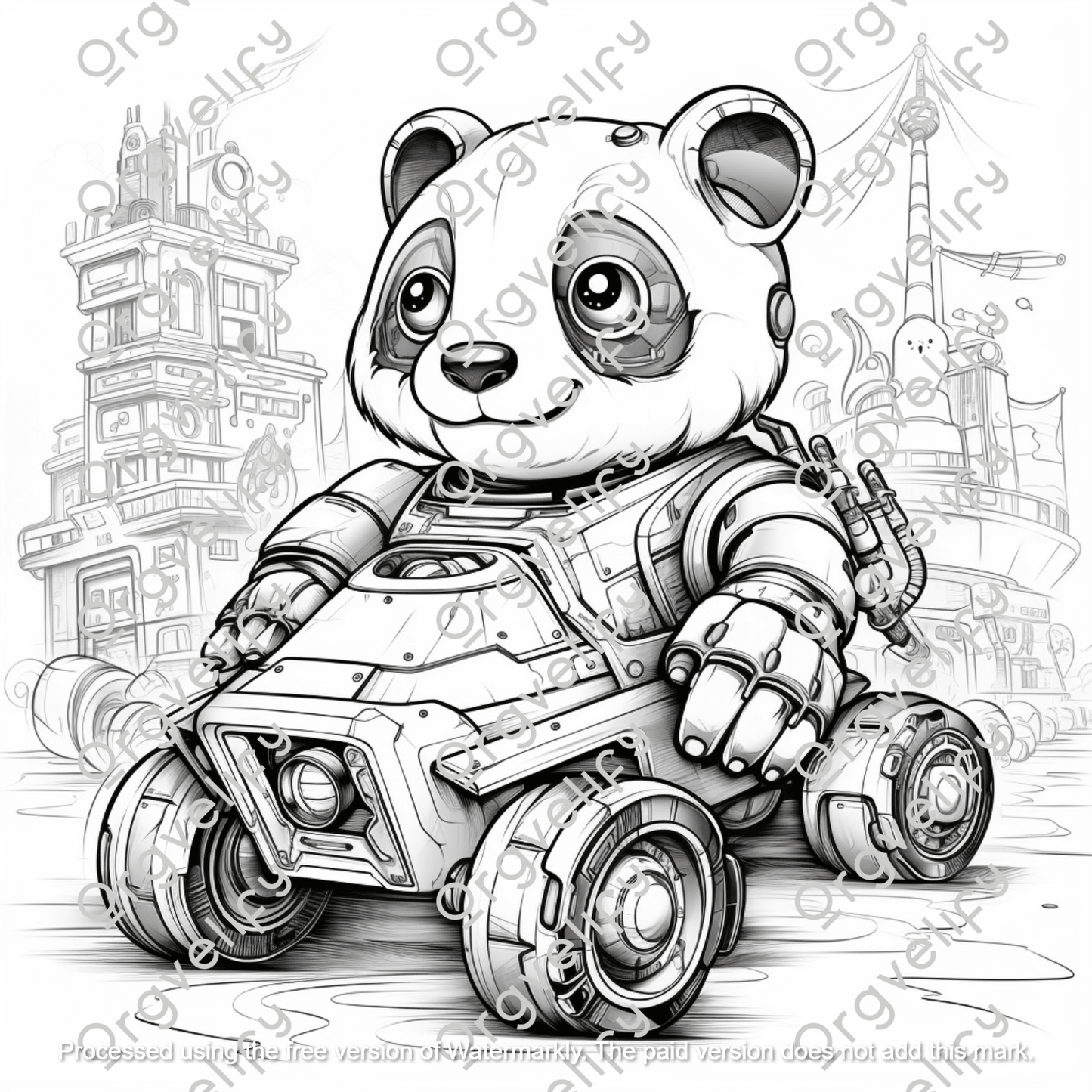 Robotic Panda Coloring Book - Orgvelify