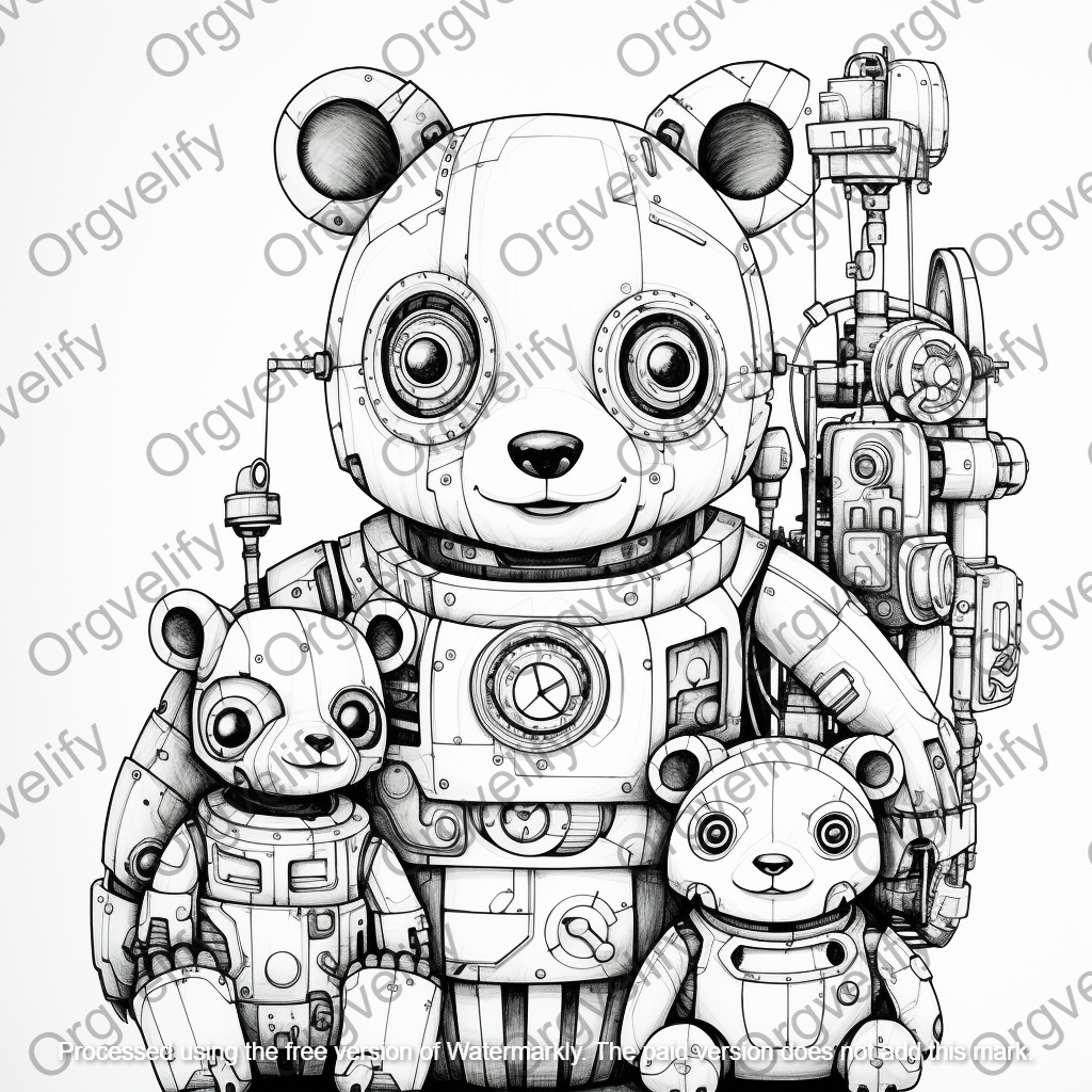 Robotic Panda Coloring Book